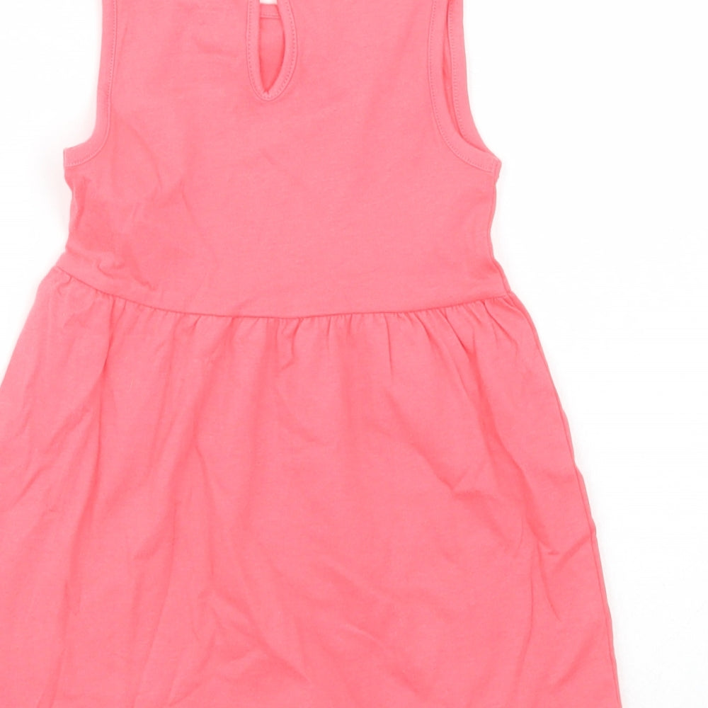 F&F Baby Pink  Cotton Tank Dress  Size 9-12 Months  Crew Neck Button