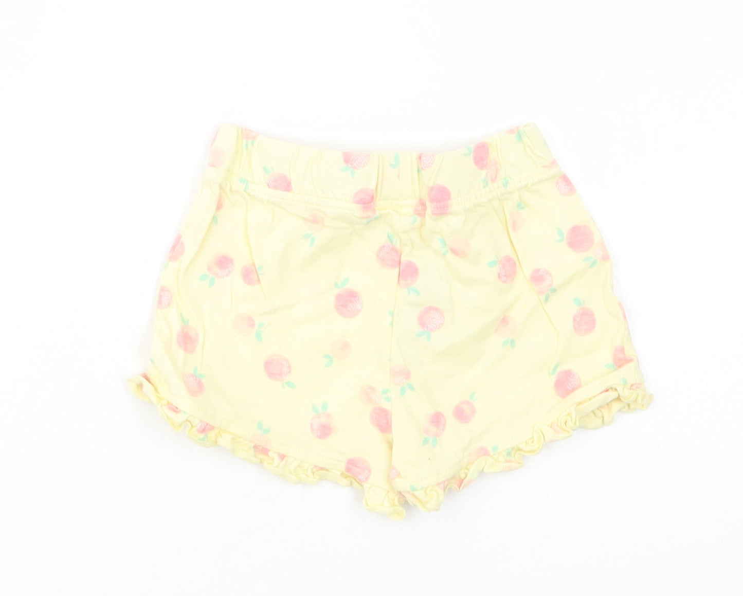 Primark Baby Yellow Geometric Cotton Cropped Trousers Size 9-12 Months   - Peach Print