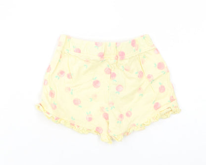 Primark Baby Yellow Geometric Cotton Cropped Trousers Size 9-12 Months   - Peach Print