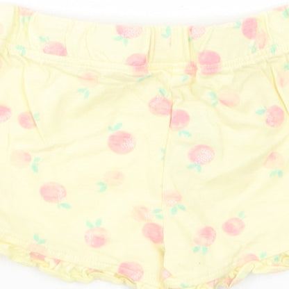 Primark Baby Yellow Geometric Cotton Cropped Trousers Size 9-12 Months   - Peach Print