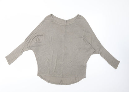 Miss Pink Womens Beige Boat Neck  Viscose Pullover Jumper Size M