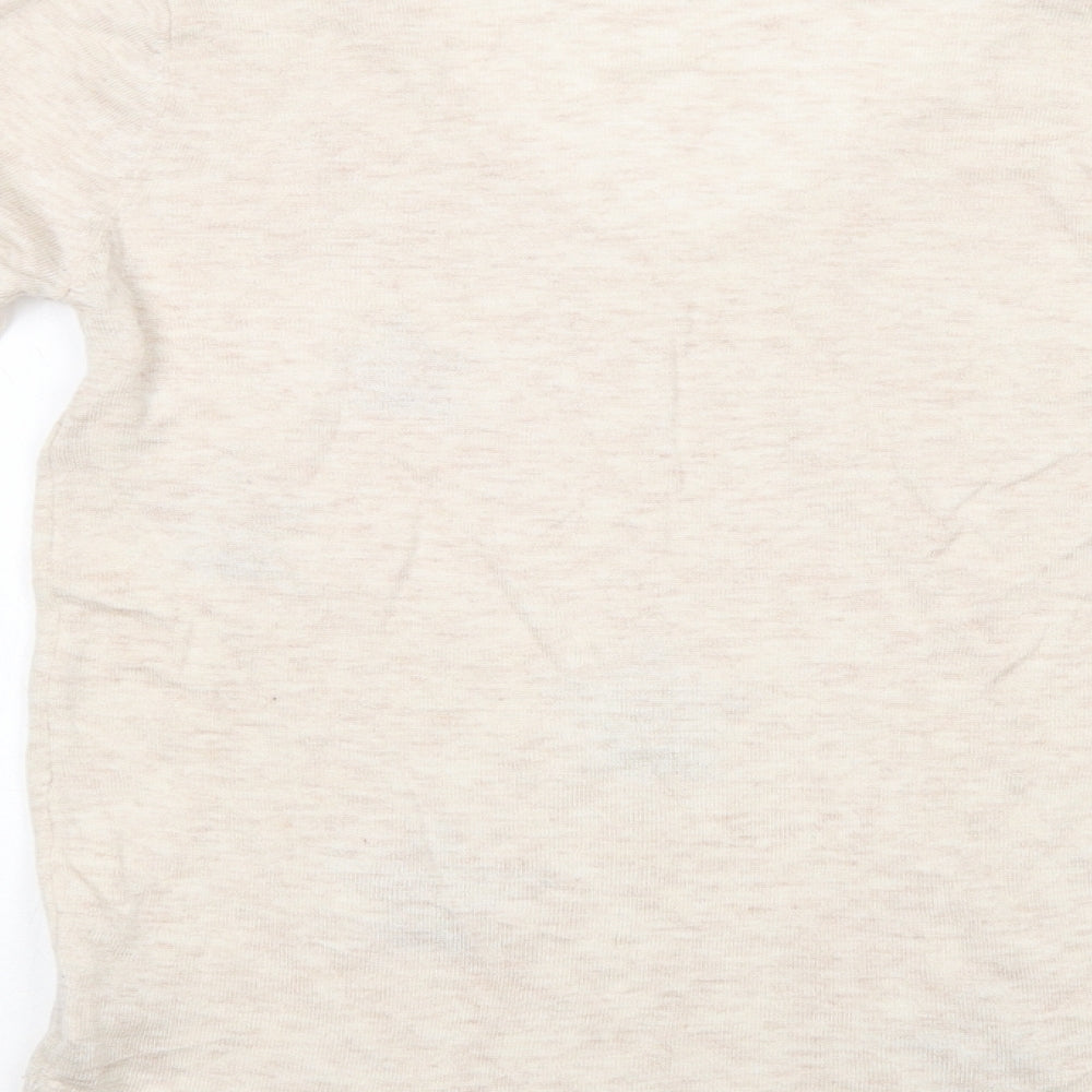Vintage Dressing Womens Beige V-Neck  Polyester Pullover Jumper Size S   - Stars