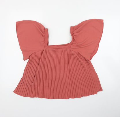 George Womens Pink  Polyester Basic T-Shirt Size 8 Square Neck