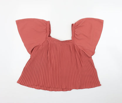 George Womens Pink  Polyester Basic T-Shirt Size 8 Square Neck