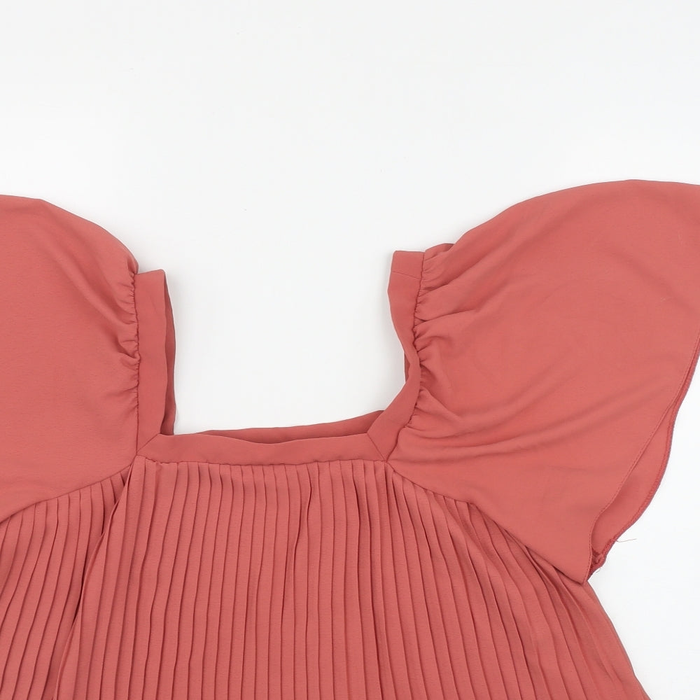 George Womens Pink  Polyester Basic T-Shirt Size 8 Square Neck