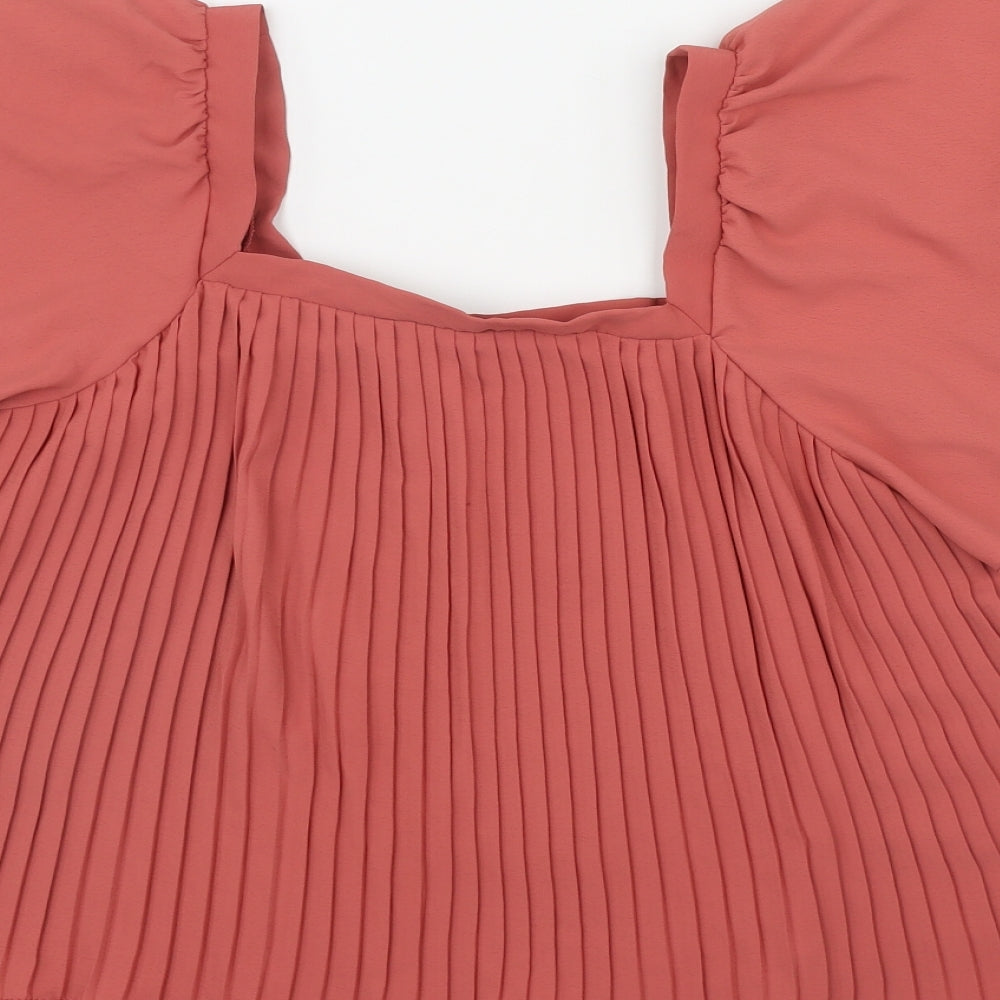 George Womens Pink  Polyester Basic T-Shirt Size 8 Square Neck