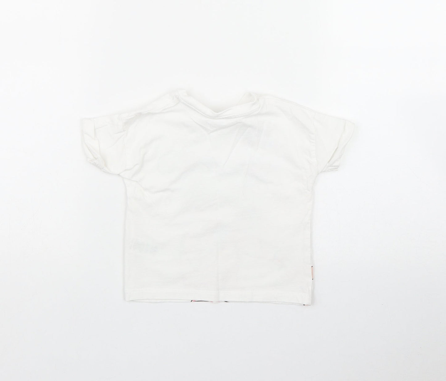 Matalan Girls White  Cotton Basic T-Shirt Size 9-12 Months Round Neck  - 'Hello Summer'