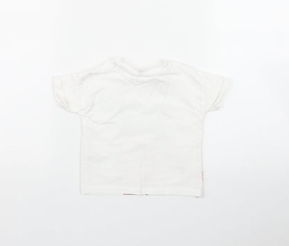 Matalan Girls White  Cotton Basic T-Shirt Size 9-12 Months Round Neck  - 'Hello Summer'