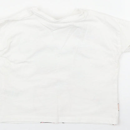 Matalan Girls White  Cotton Basic T-Shirt Size 9-12 Months Round Neck  - 'Hello Summer'