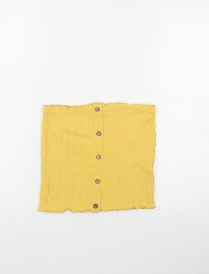 Womens UK Size 12 New Look Yellow Basic T-Shirt