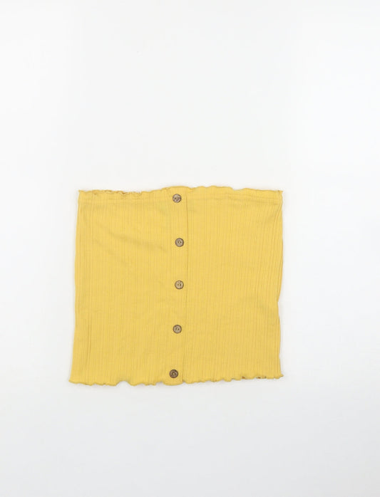 Womens UK Size 12 New Look Yellow Basic T-Shirt