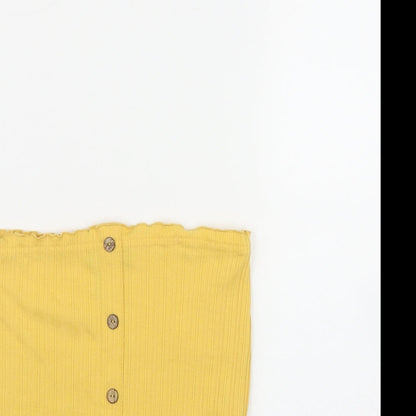Womens UK Size 12 New Look Yellow Basic T-Shirt