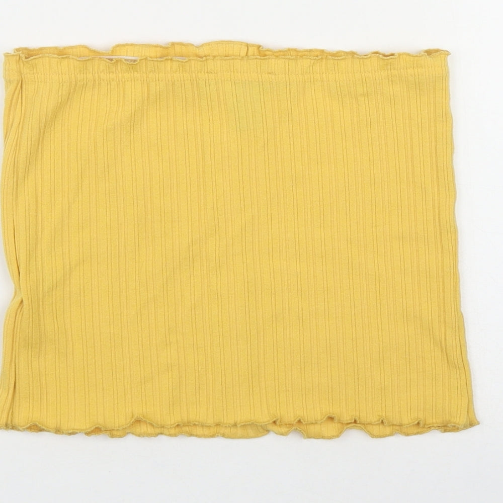 Womens UK Size 12 New Look Yellow Basic T-Shirt