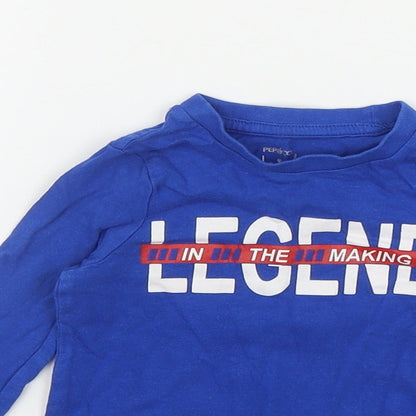 Pep&Co Boys Blue  Cotton Basic T-Shirt Size 9-12 Months Round Neck  - 'Legend in the making'