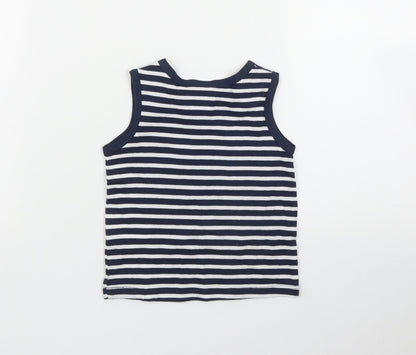 H&M Boys Blue Striped Cotton Basic Tank Size 3-6 Months Roll Neck
