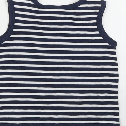 H&M Boys Blue Striped Cotton Basic Tank Size 3-6 Months Roll Neck