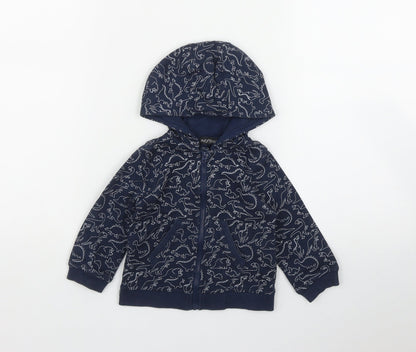 INEXTENSO Boys Blue Geometric Cotton Full Zip Hoodie Size 2 Years  Zip