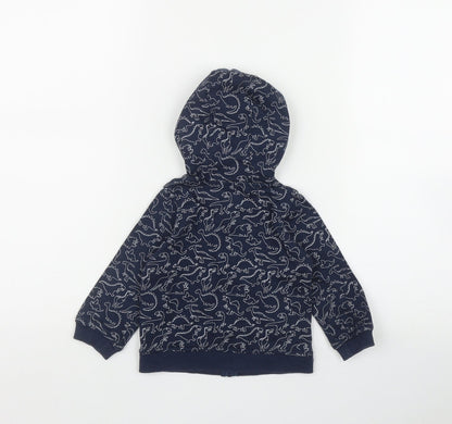 INEXTENSO Boys Blue Geometric Cotton Full Zip Hoodie Size 2 Years  Zip