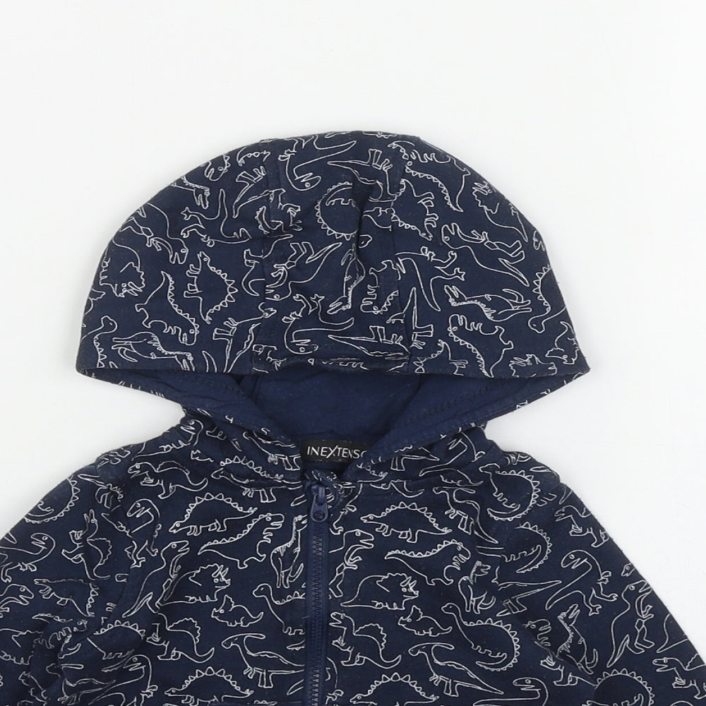 INEXTENSO Boys Blue Geometric Cotton Full Zip Hoodie Size 2 Years  Zip