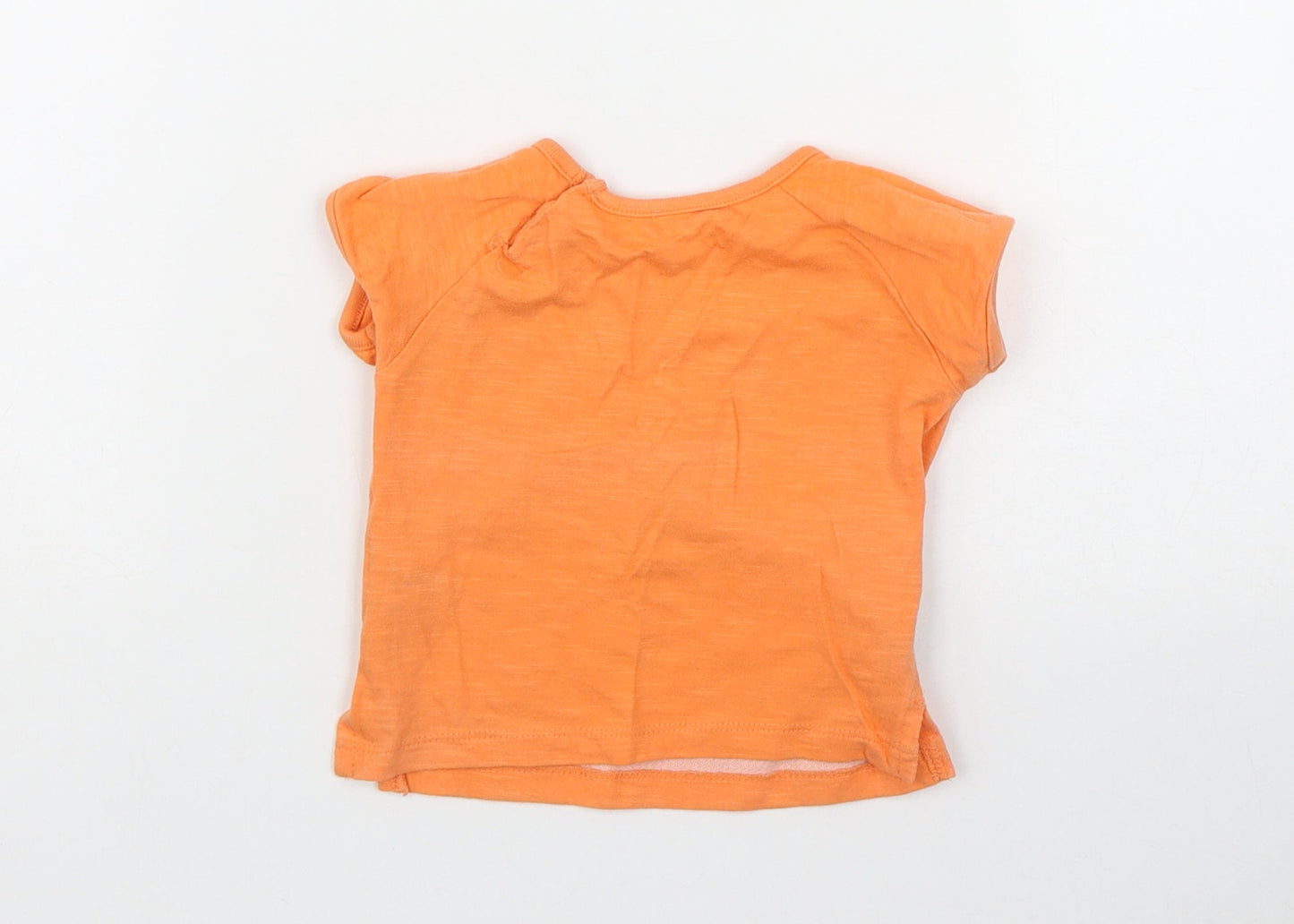 Dunnes Stores Boys Orange  Cotton Basic T-Shirt Size 3-6 Months Round Neck Snap - Tiger