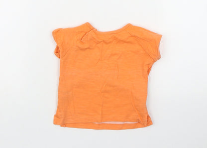 Dunnes Stores Boys Orange  Cotton Basic T-Shirt Size 3-6 Months Round Neck Snap - Tiger
