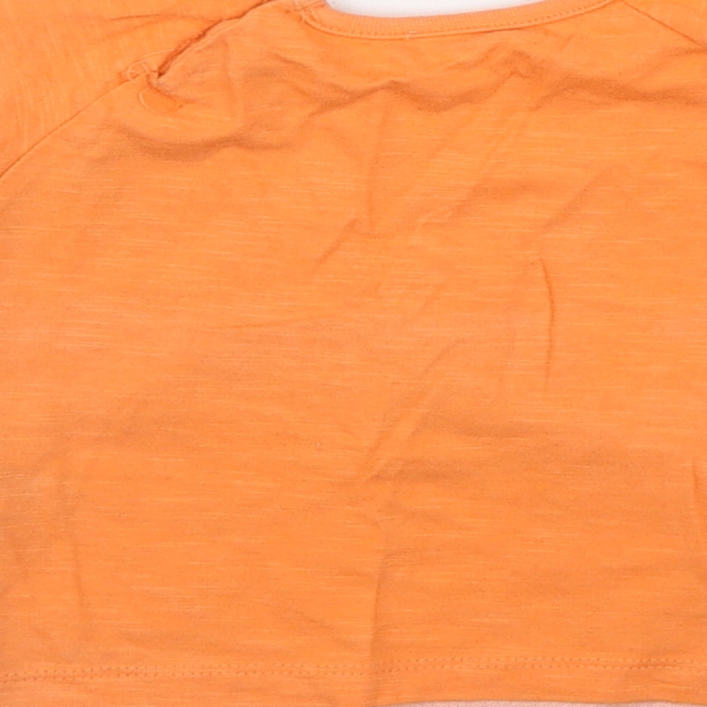 Dunnes Stores Boys Orange  Cotton Basic T-Shirt Size 3-6 Months Round Neck Snap - Tiger