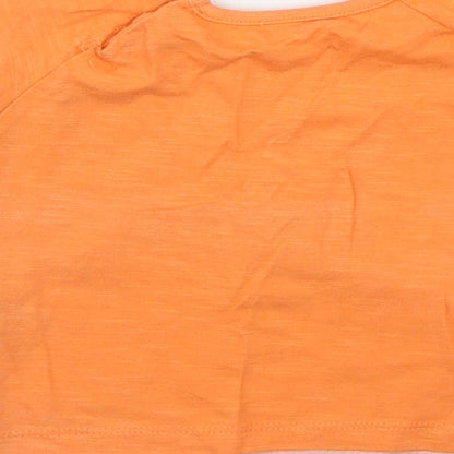 Dunnes Stores Boys Orange  Cotton Basic T-Shirt Size 3-6 Months Round Neck Snap - Tiger