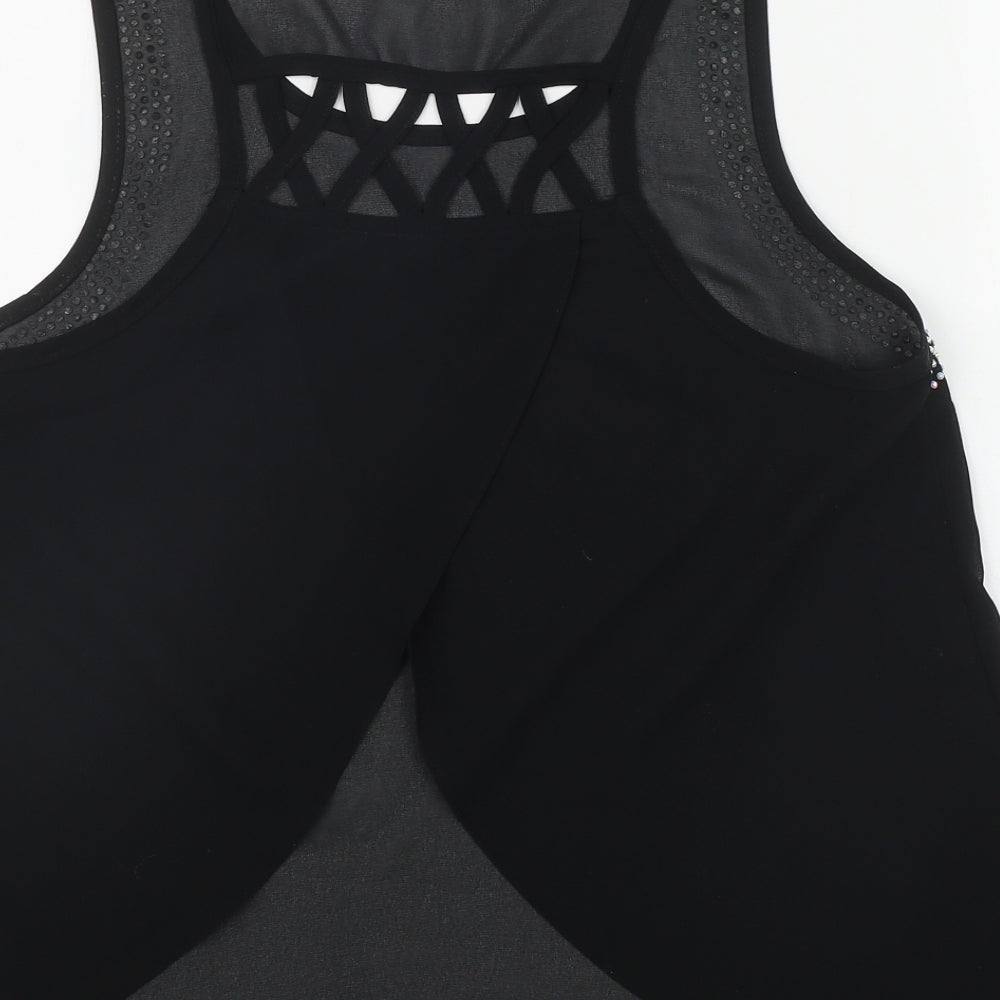 Maison Chic Womens Black  Polyester Basic Tank Size S Scoop Neck