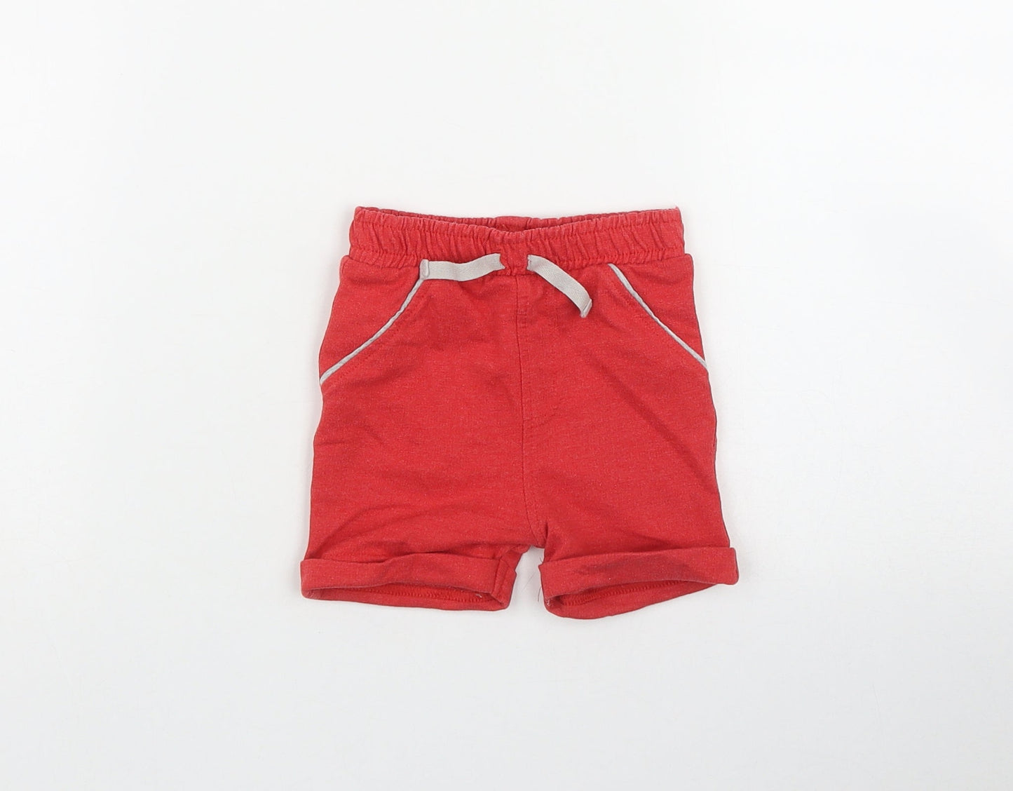 George Boys Red  Cotton Cropped Trousers Size 6-9 Months
