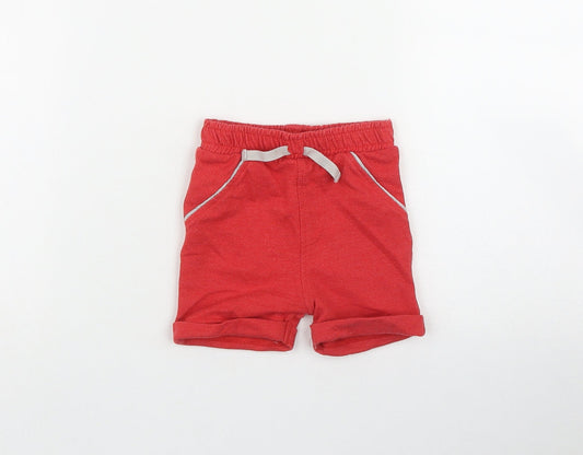 George Boys Red  Cotton Cropped Trousers Size 6-9 Months