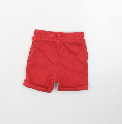George Boys Red  Cotton Cropped Trousers Size 6-9 Months