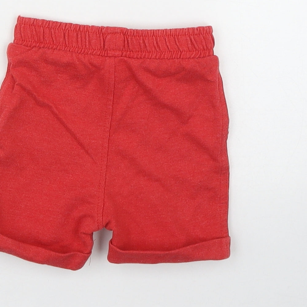 George Boys Red  Cotton Cropped Trousers Size 6-9 Months
