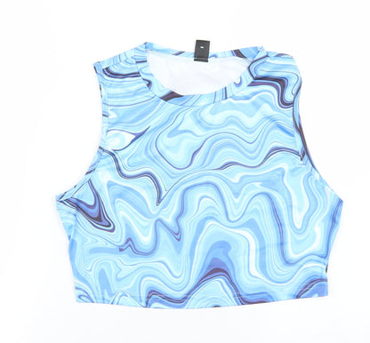 SheIn Womens Blue  Polyester Cropped Tank Size L Round Neck - Tie Dye