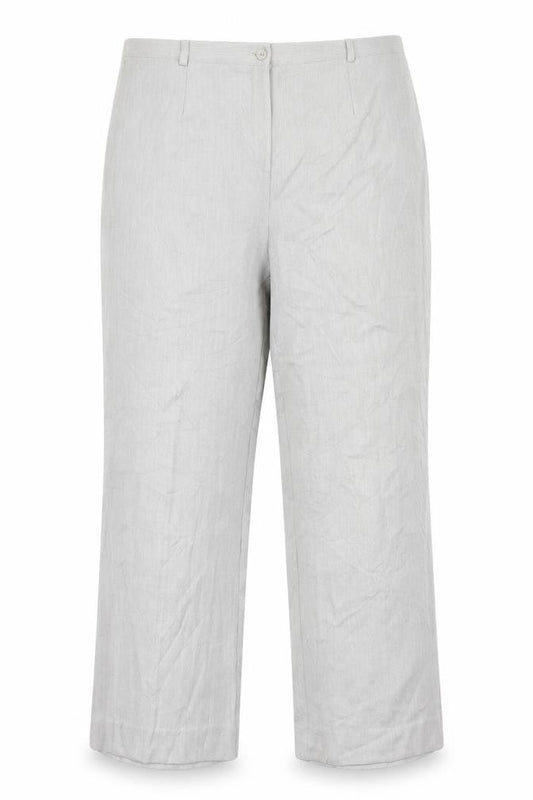 Front view of Annabelle women’s grey polyester trousers, size UK 18, 26-inch leg regular button