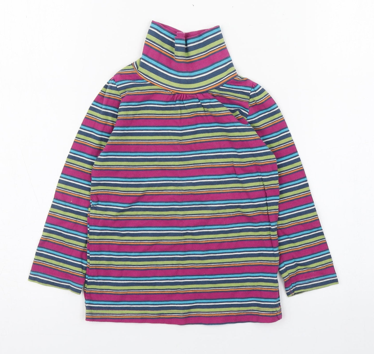 Indigo Girls Multicoloured Striped Cotton Pullover T-Shirt Size 2-3 Years Roll Neck