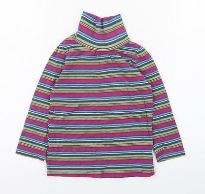 Indigo Girls Multicoloured Striped Cotton Pullover T-Shirt Size 2-3 Years Roll Neck