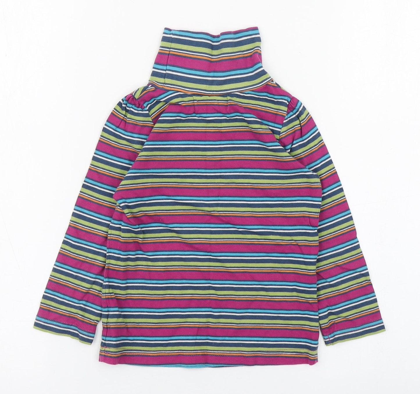 Indigo Girls Multicoloured Striped Cotton Pullover T-Shirt Size 2-3 Years Roll Neck