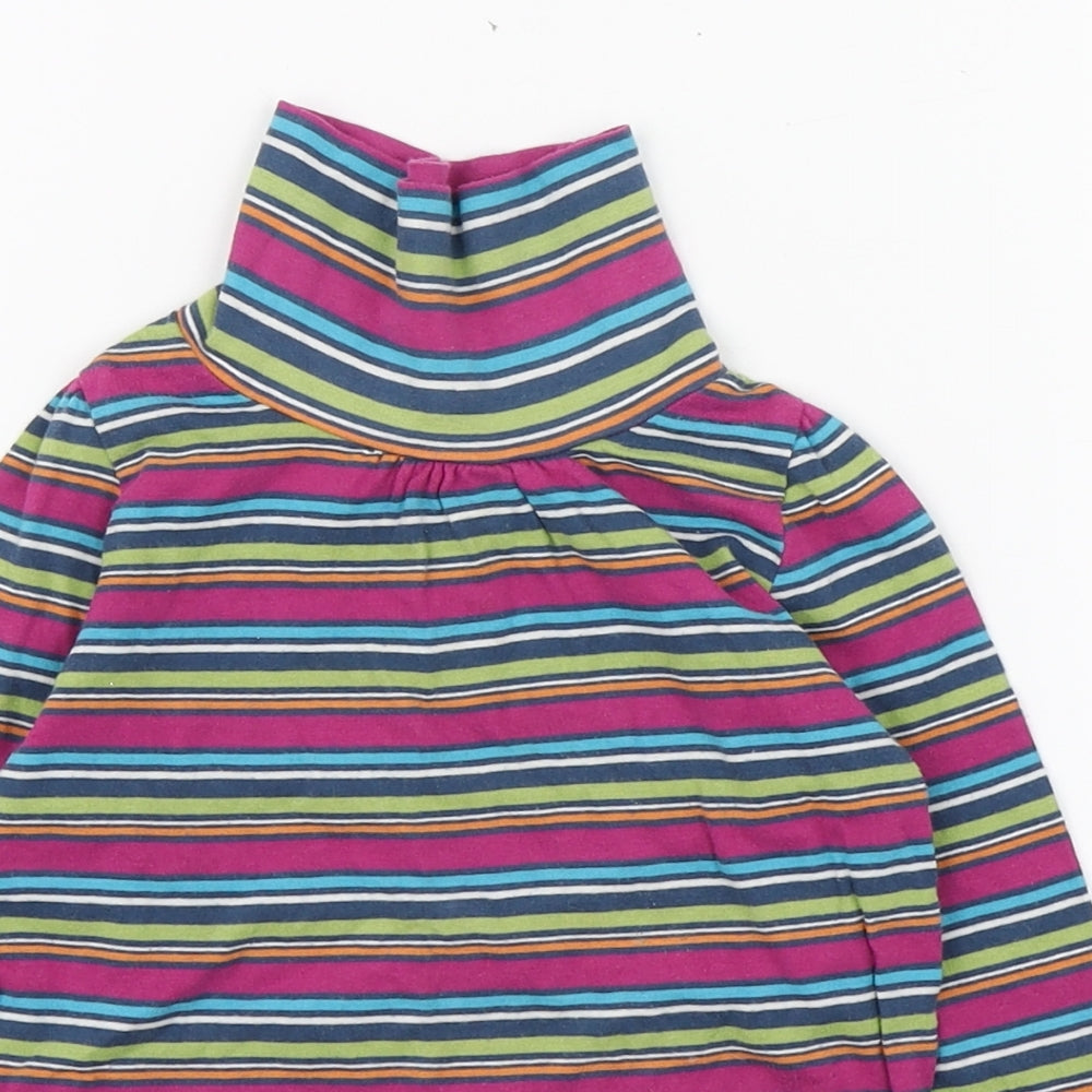 Indigo Girls Multicoloured Striped Cotton Pullover T-Shirt Size 2-3 Years Roll Neck