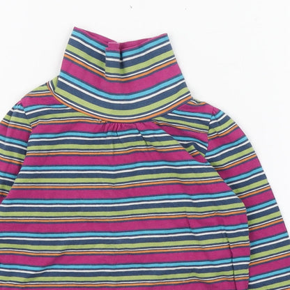 Indigo Girls Multicoloured Striped Cotton Pullover T-Shirt Size 2-3 Years Roll Neck