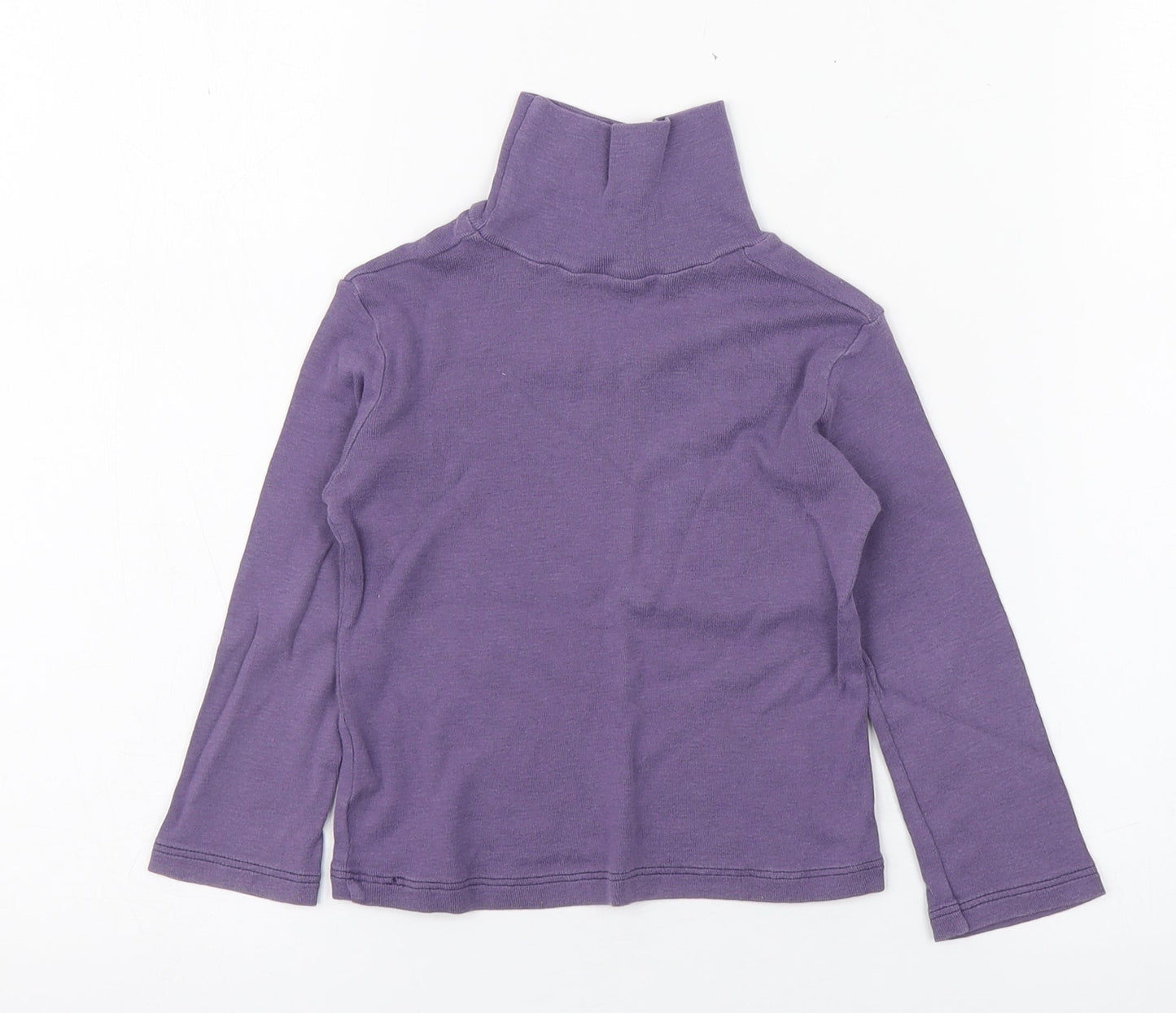 United Colors of Benetton Girls Purple  Cotton Basic T-Shirt Size 2 Years High Neck Pullover