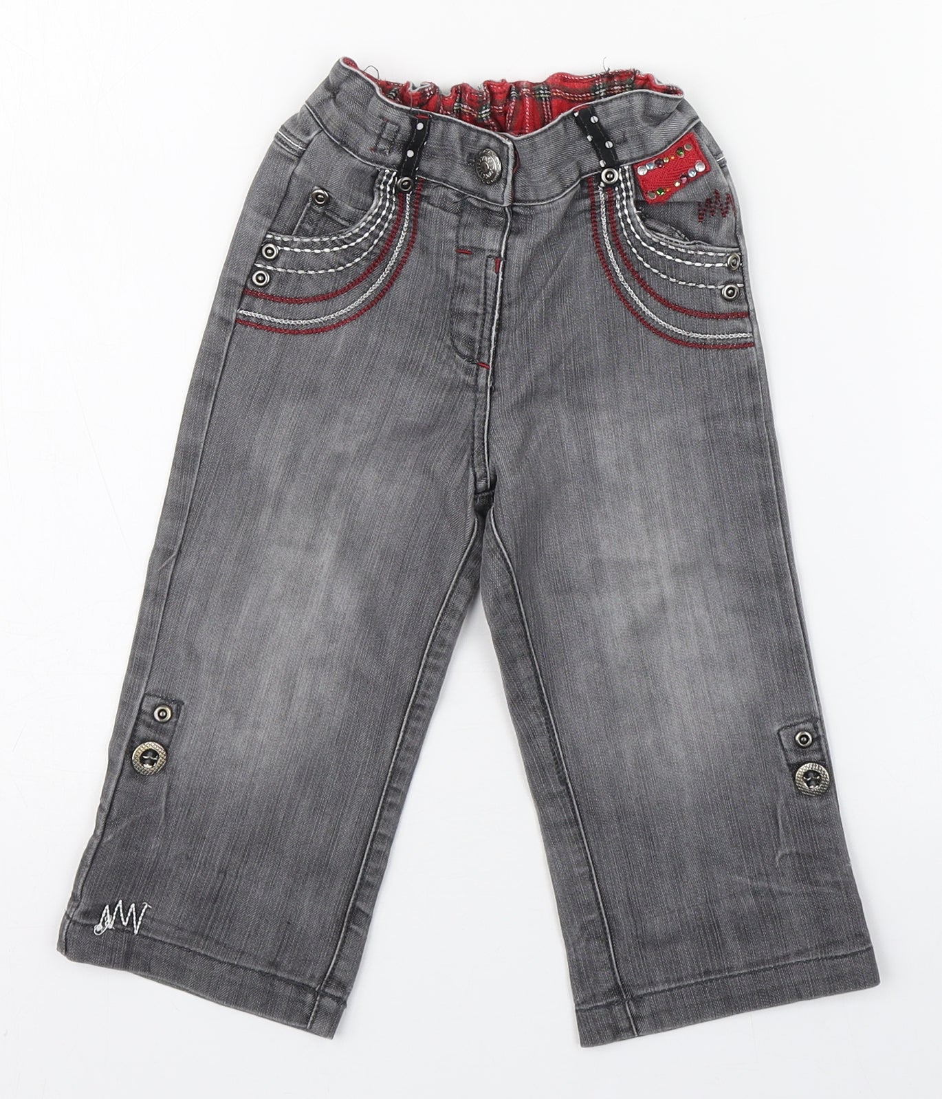 St Bernard Girls Grey  Cotton Jogger Jeans Size 18-24 Months  Zip