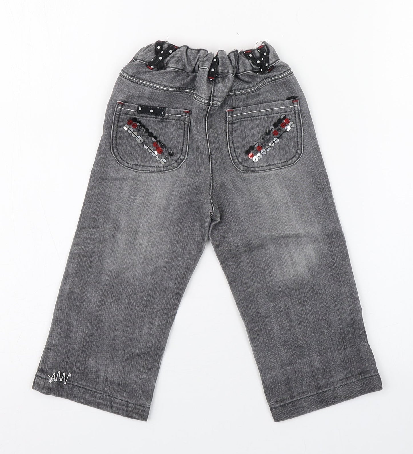 St Bernard Girls Grey  Cotton Jogger Jeans Size 18-24 Months  Zip