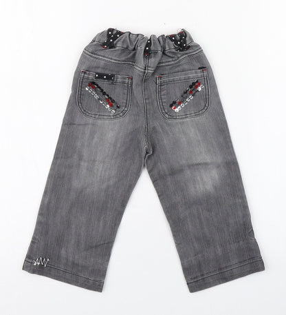 St Bernard Girls Grey  Cotton Jogger Jeans Size 18-24 Months  Zip
