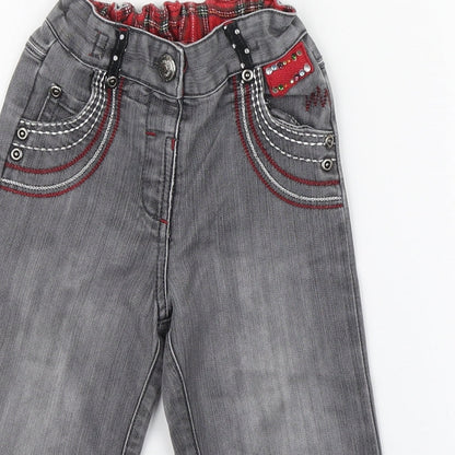 St Bernard Girls Grey  Cotton Jogger Jeans Size 18-24 Months  Zip