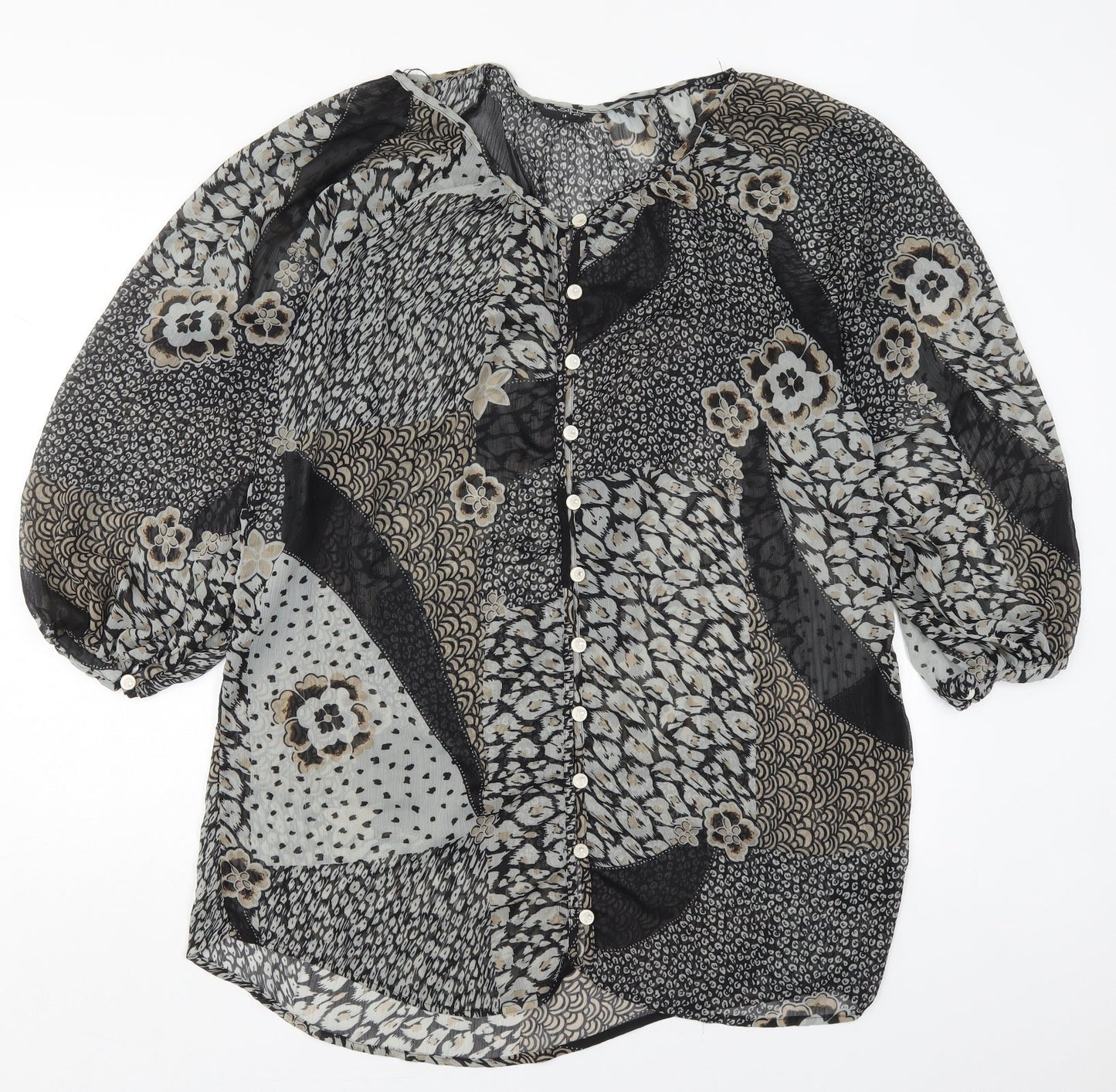 Womens UK Size 14 Miss Selfridge Grey Basic Button-Up