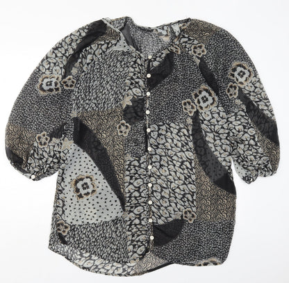 Womens UK Size 14 Miss Selfridge Grey Basic Button-Up