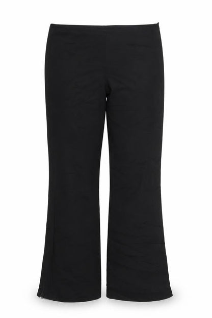 Front view of Next women’s black acetate trousers, size UK 10, 29-inch leg regular zip