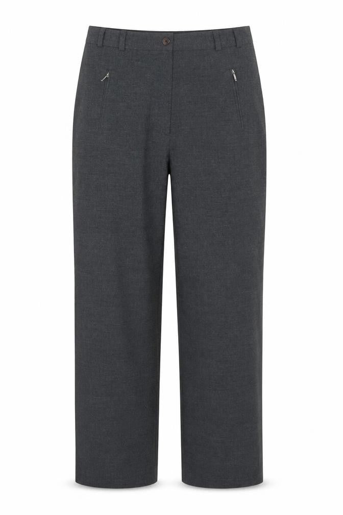Bonmarché Womens Grey Polyester Trousers Size 14 L27 in Regular Button