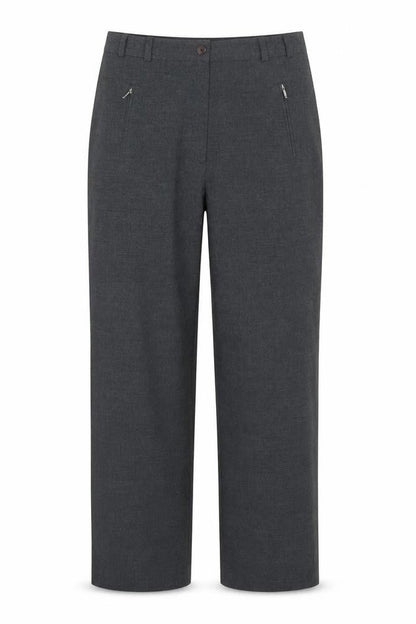 Bonmarché Womens Grey Polyester Trousers Size 14 L27 in Regular Button