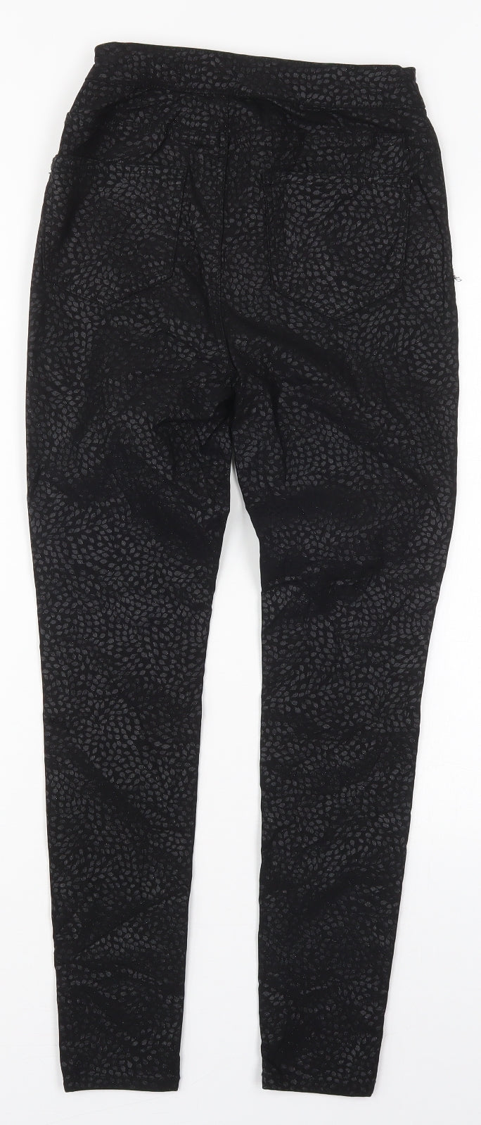 TU Womens Black  Viscose Skinny Jeans Size 8 L27 in Regular Button - Leaf Prints